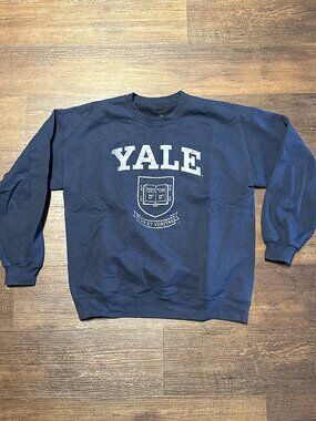Yale University Crewneck Sweatshirt Mens L Navy Crest Lux Et Veritas Ivy League